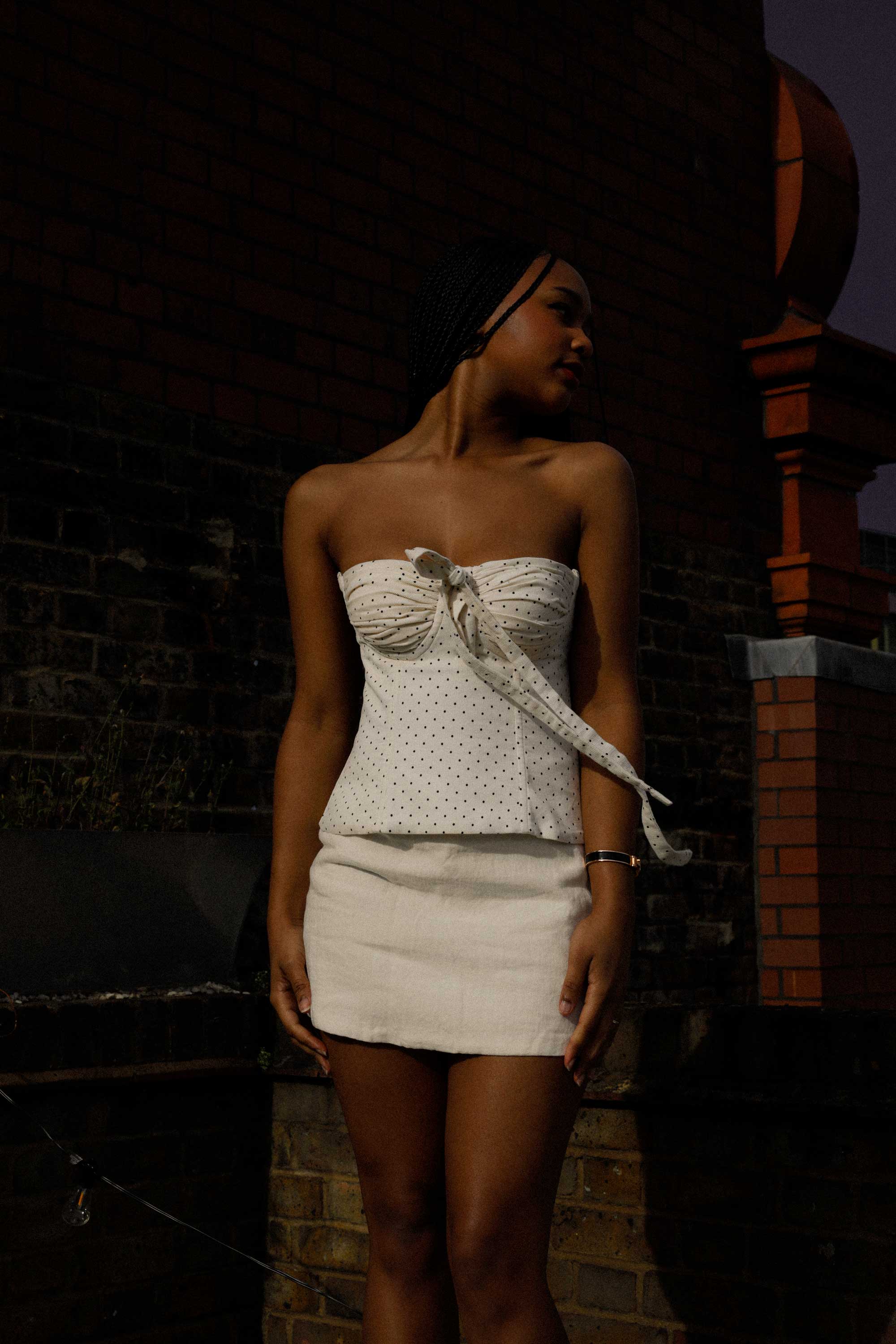 Amira Bustier White Polka Cotton - Image 3