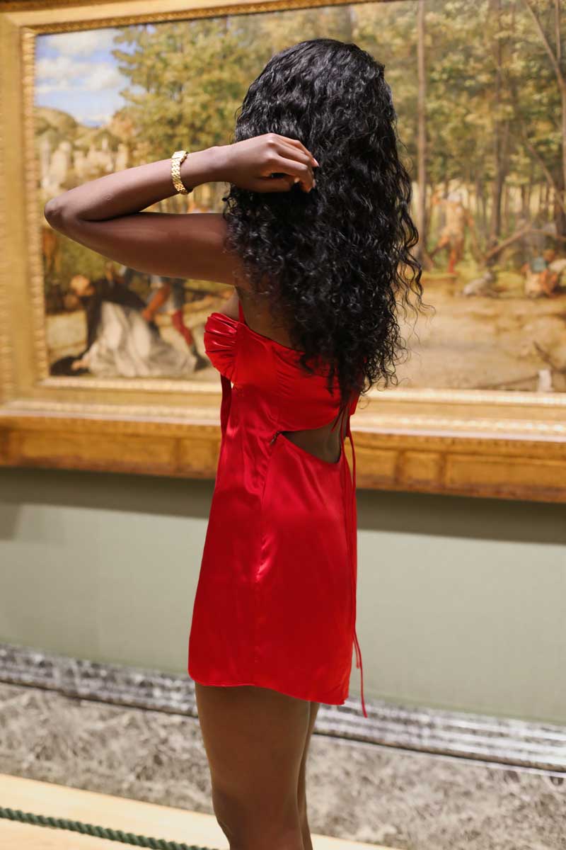 Angelina Dress Cherry Red Silk - Image 9