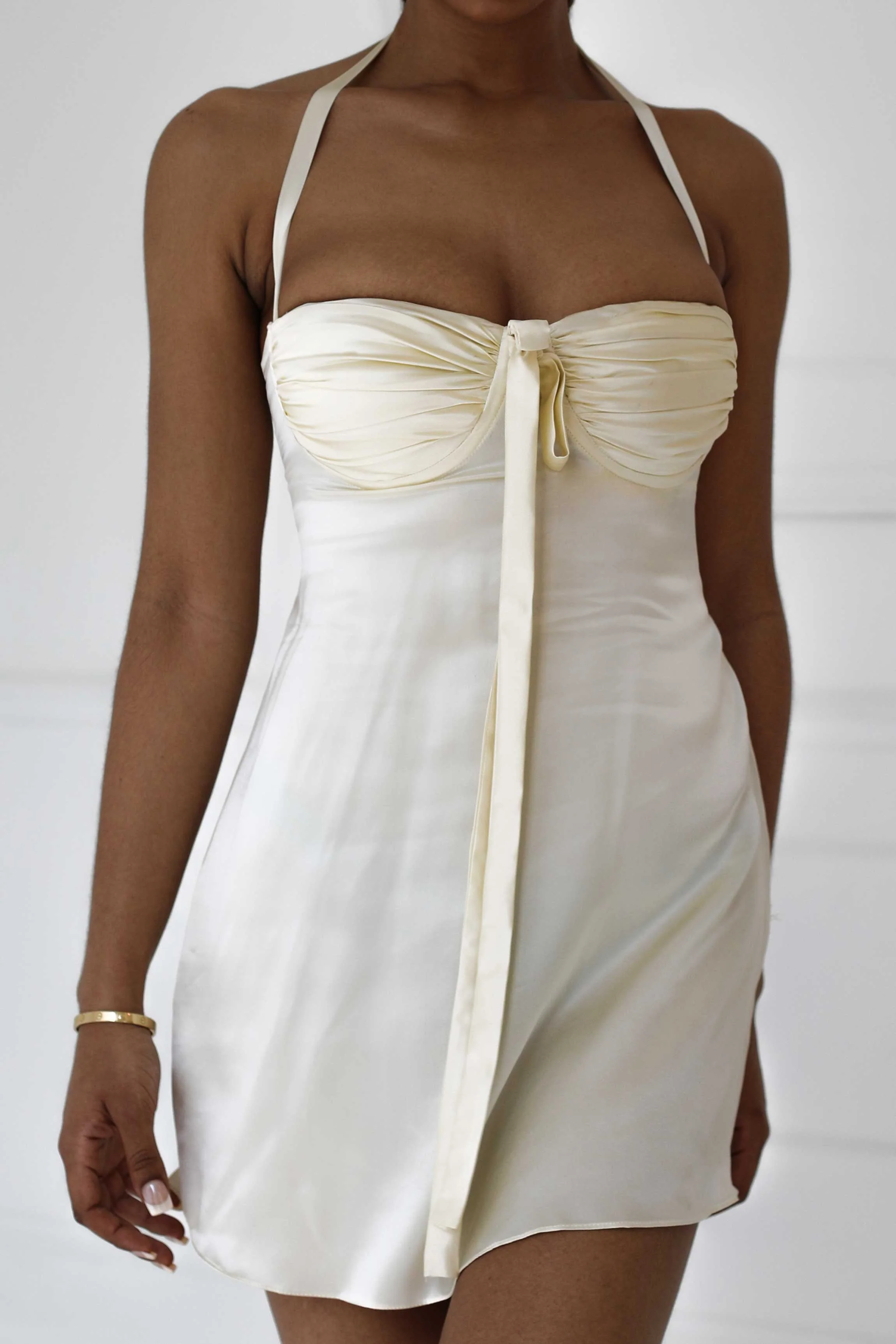 Angelina Dress Ivory White Silk - Image 5