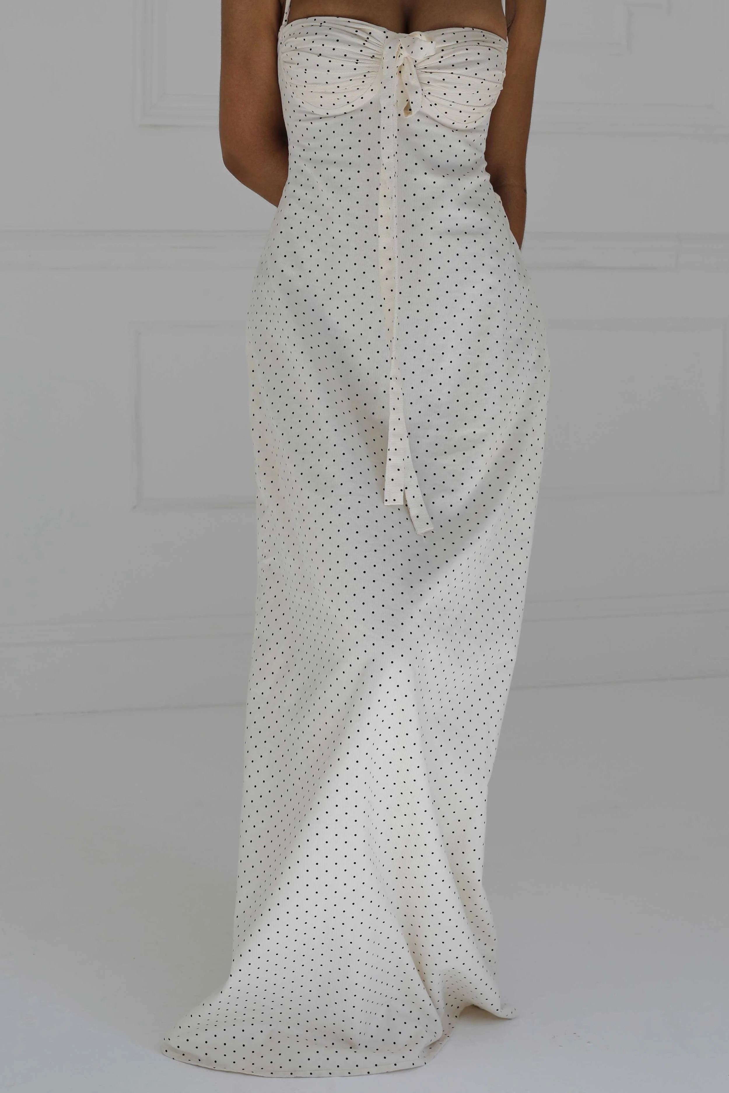 Angelina Maxi Dress White Polka Cotton - Image 2
