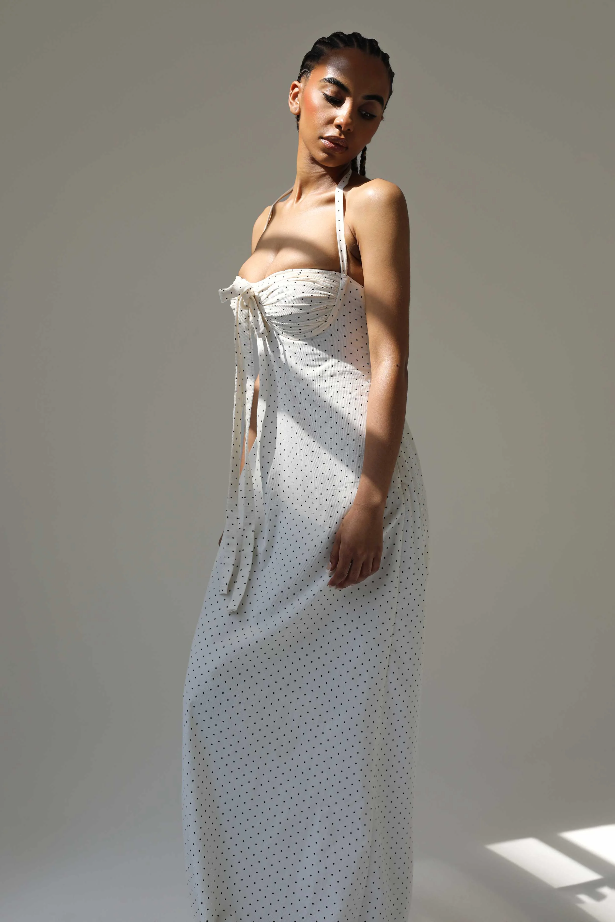 Angelina Maxi Dress White Polka Cotton - Image 5