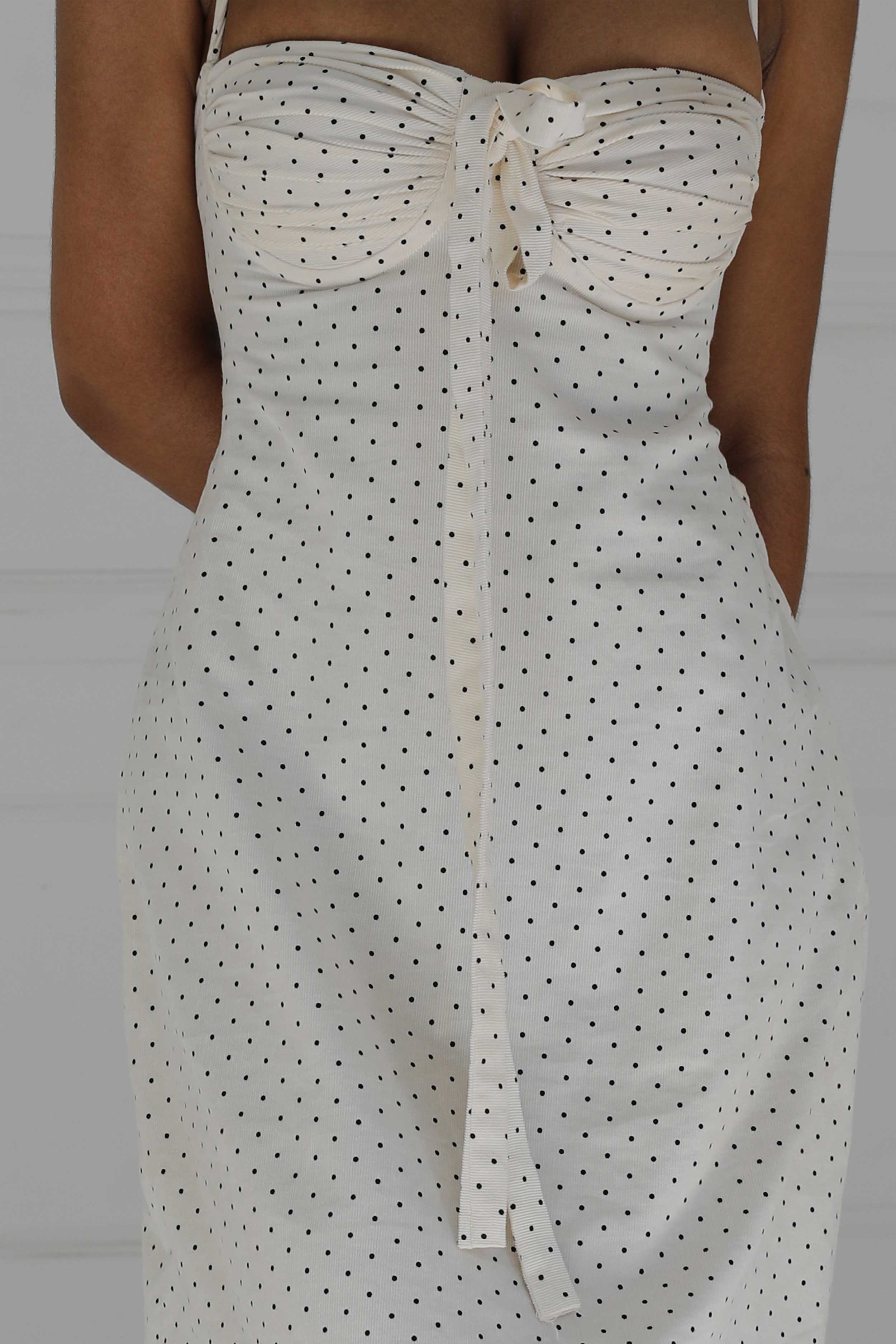 Angelina Maxi Dress White Polka Cotton - Image 9