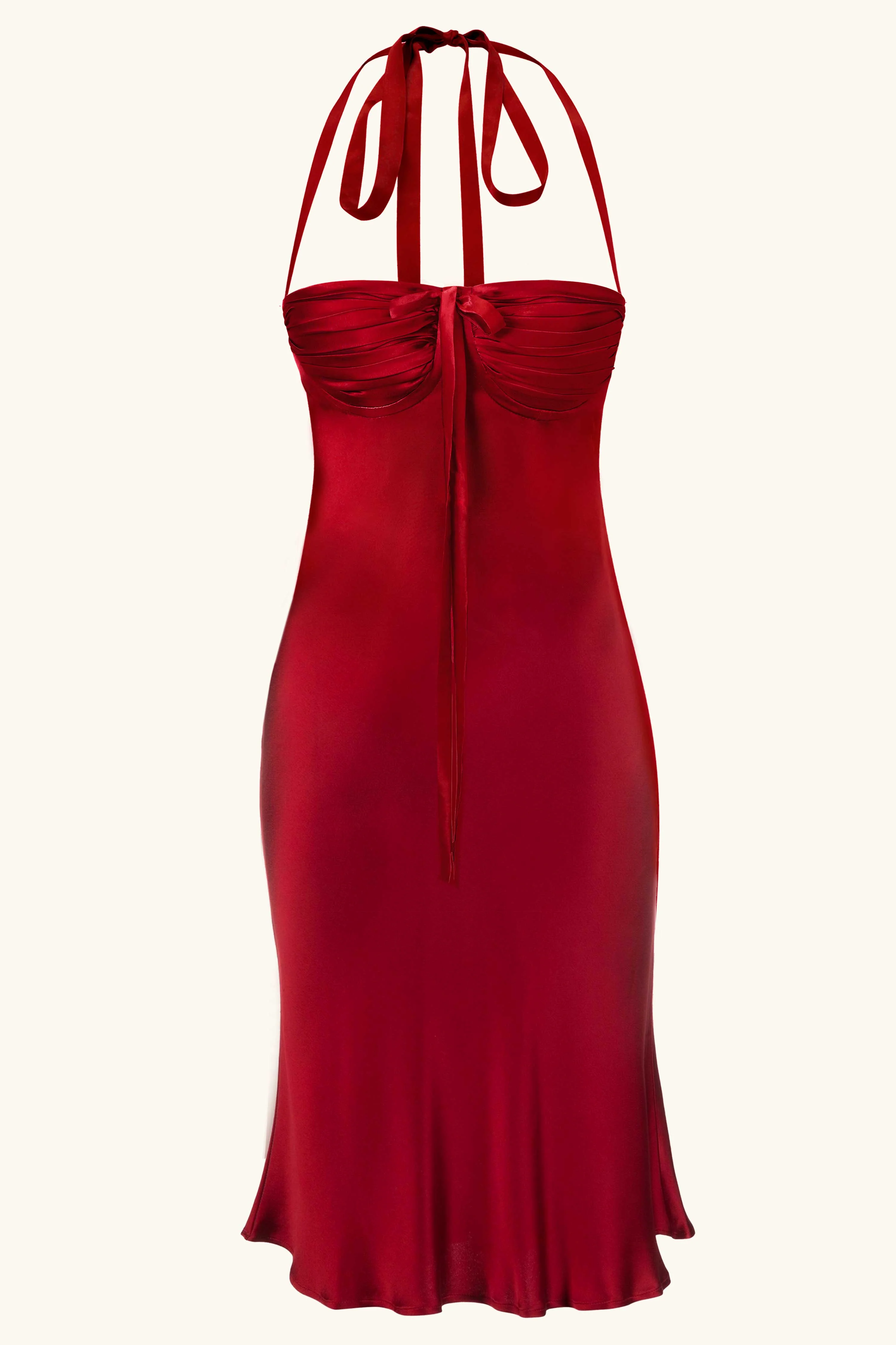 Angelina Midi Dress Cherry Red Silk