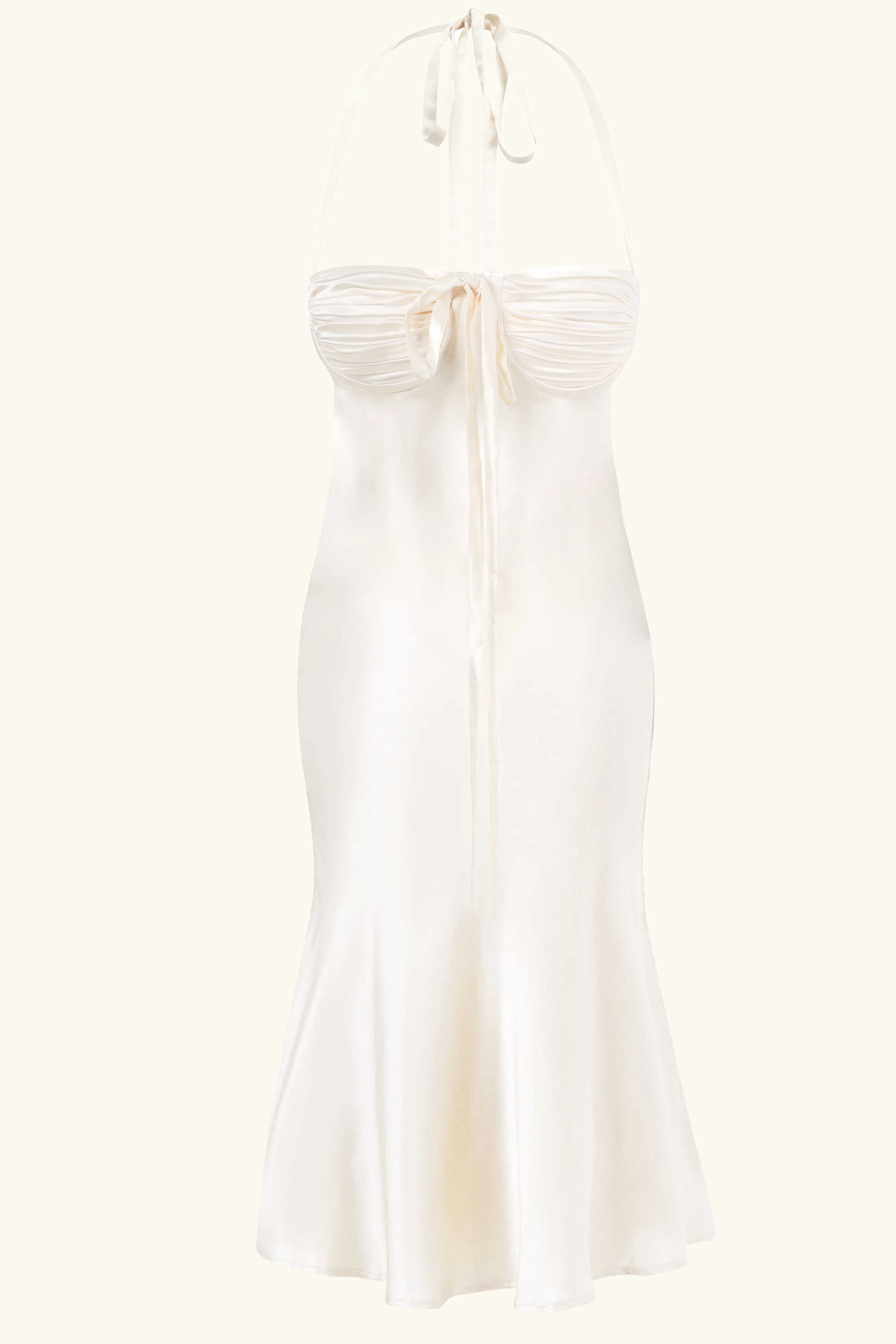 Angelina Midi Dress Ivory White Silk