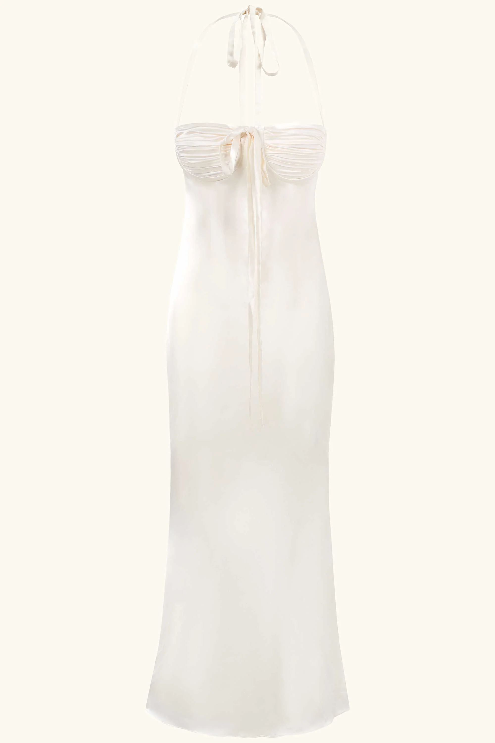 Angelina Silk Maxi Dress Ivory White Silk