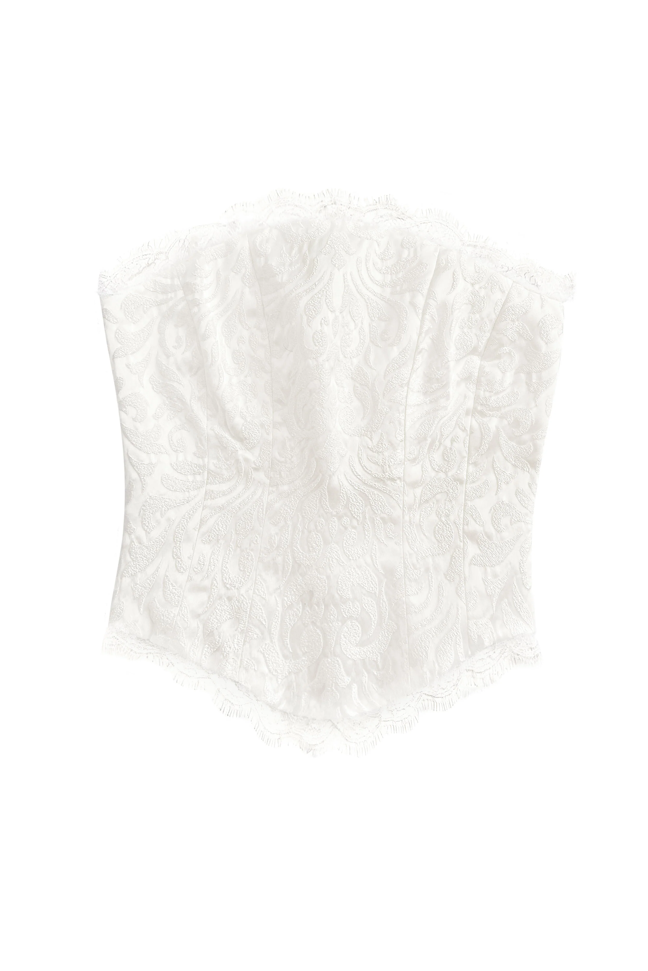 Aurora Corset  ~ White Crepe Damask - Image 15