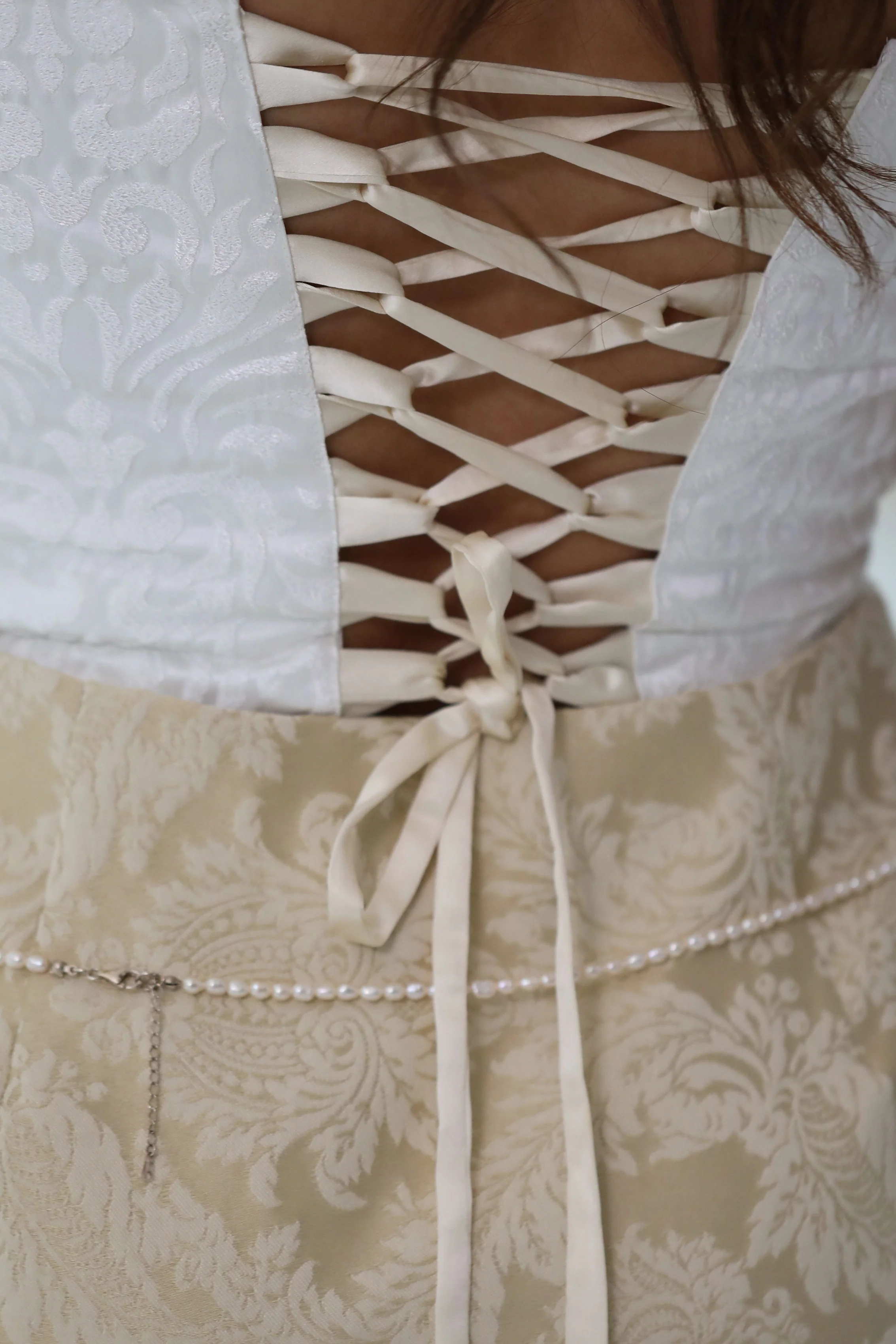 Aurora Corset  ~ White Crepe Damask - Image 5