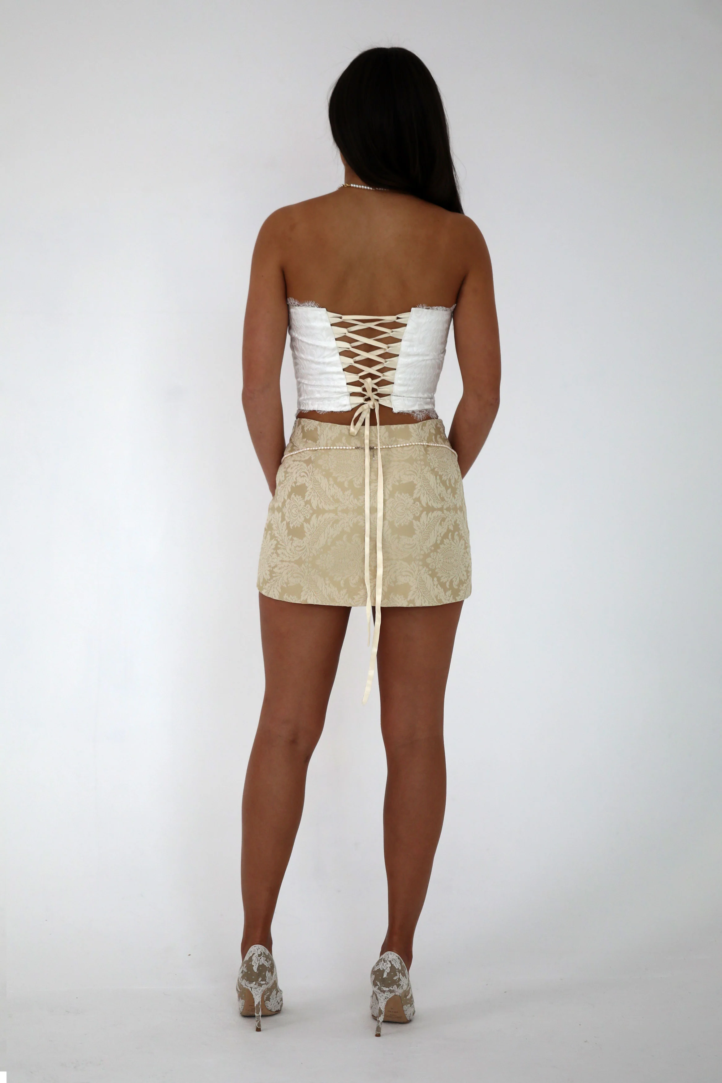 Dawn Mini Skirt ~ Ivory Brocade - Image 4