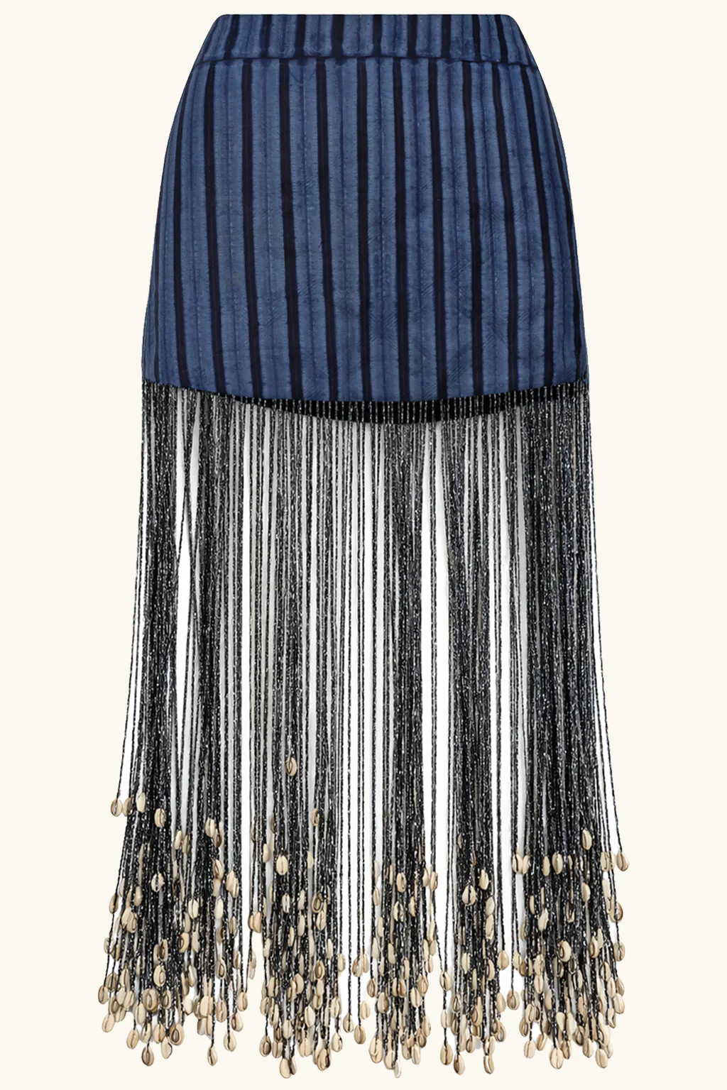 Dawn Mini Skirt ~ Cowrie Shell Beaded Adire