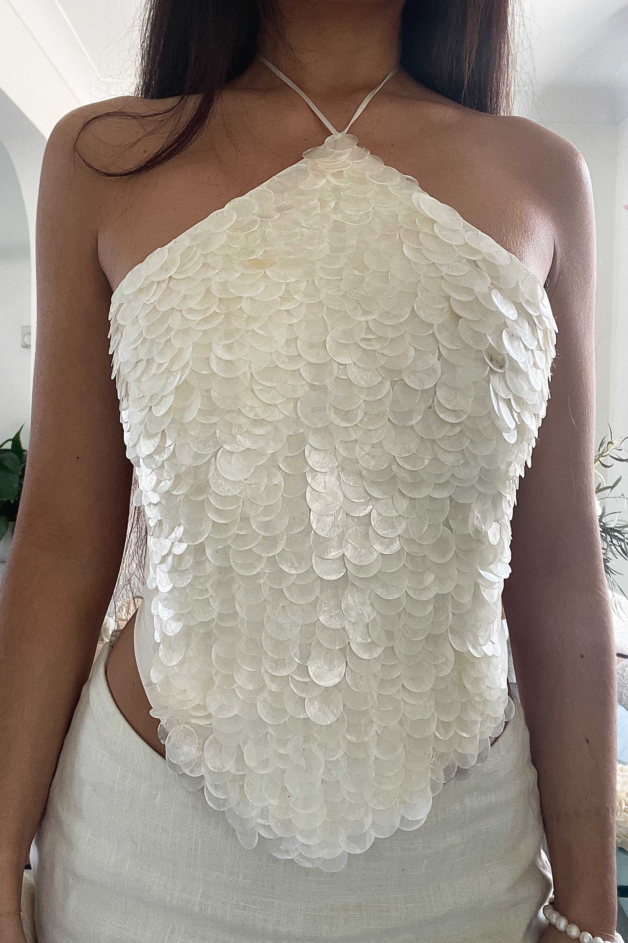 Faerie Halter Top ~ Beaded Mother of Pearl - Image 3