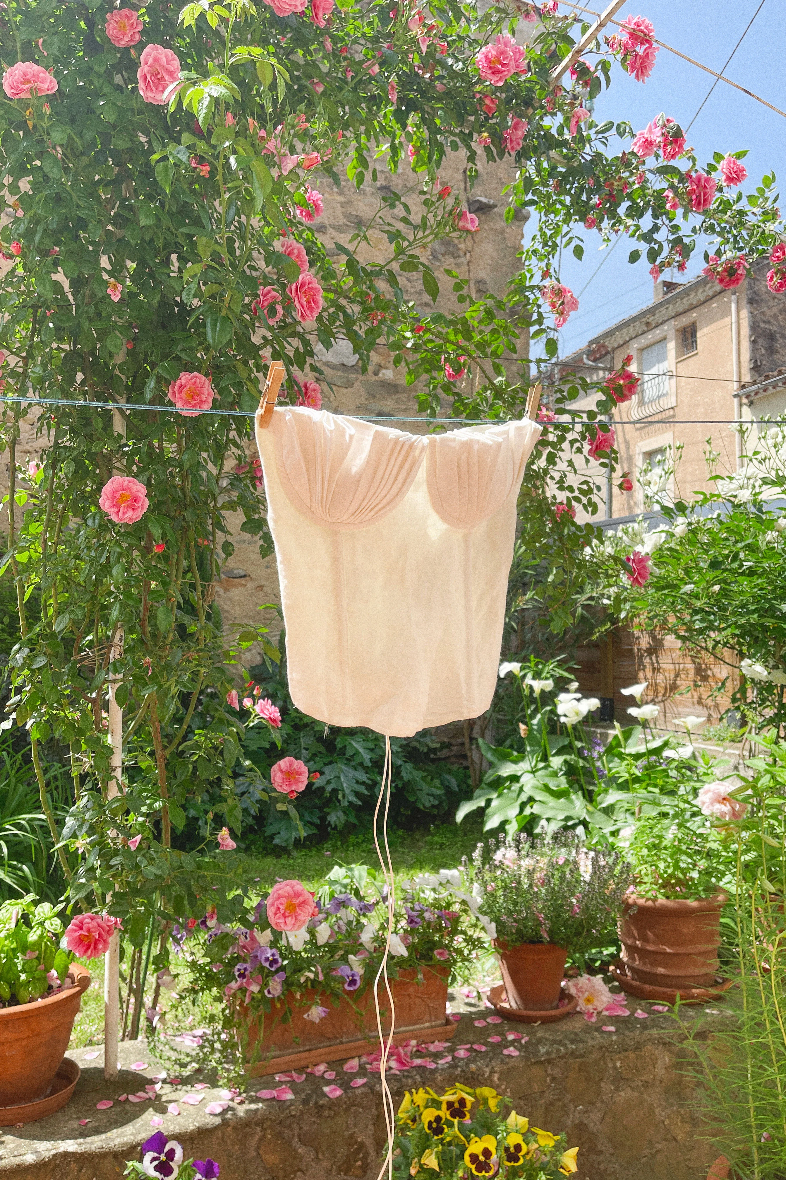 Seashell Corset Ivory White Linen - Image 14