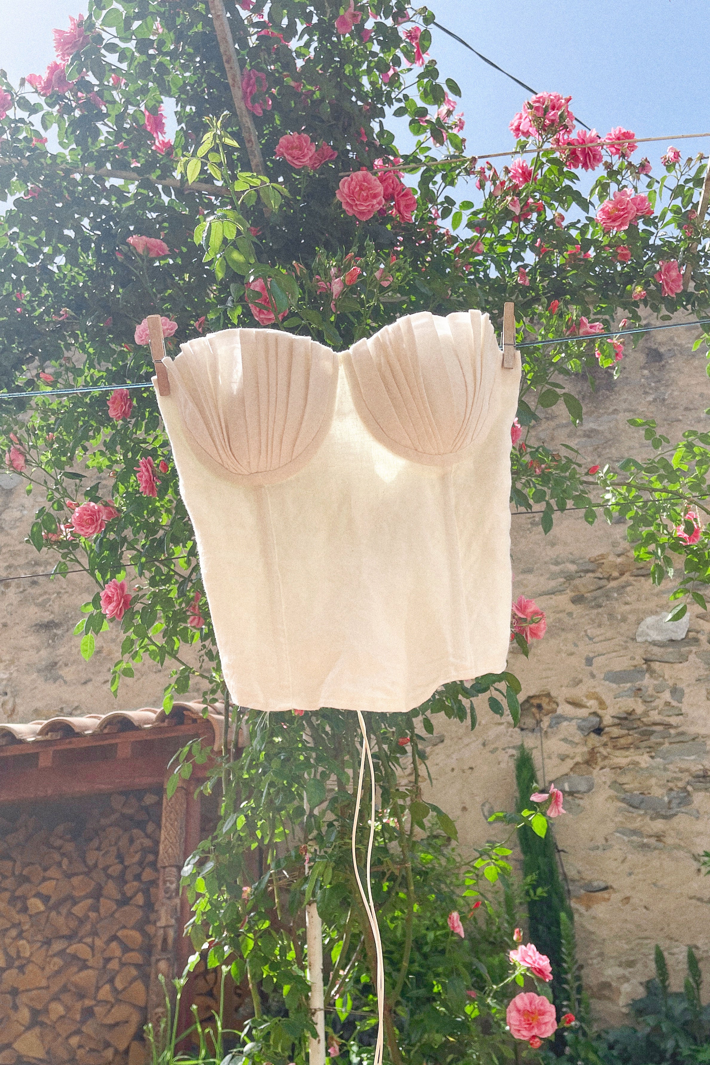 Seashell Corset Ivory White Linen - Image 15