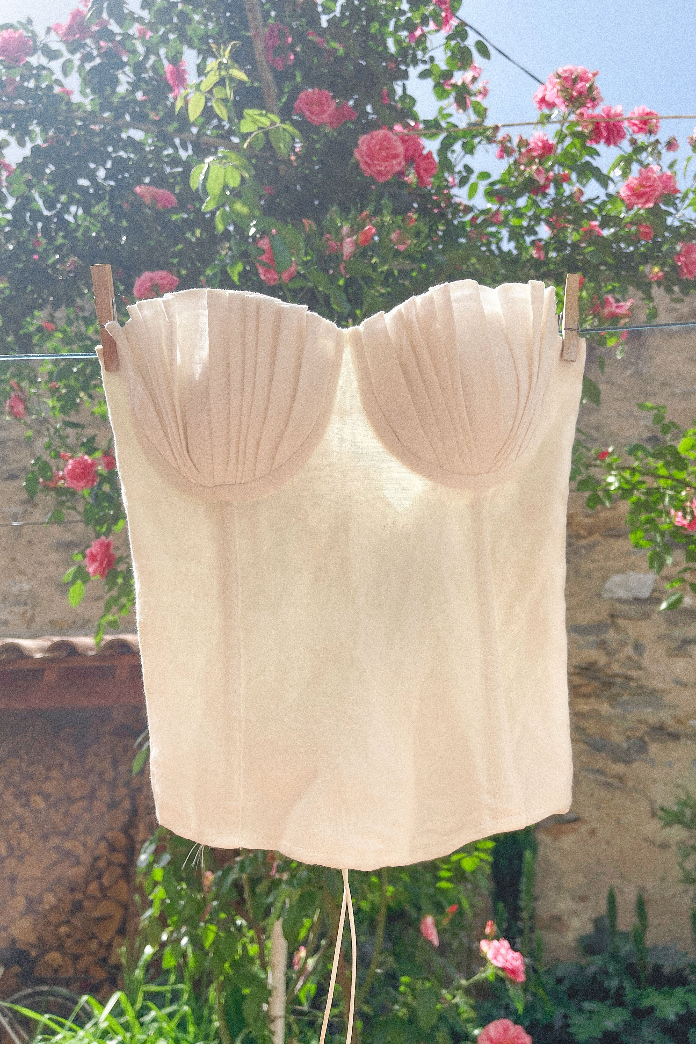Seashell Corset Ivory White Linen - Image 8