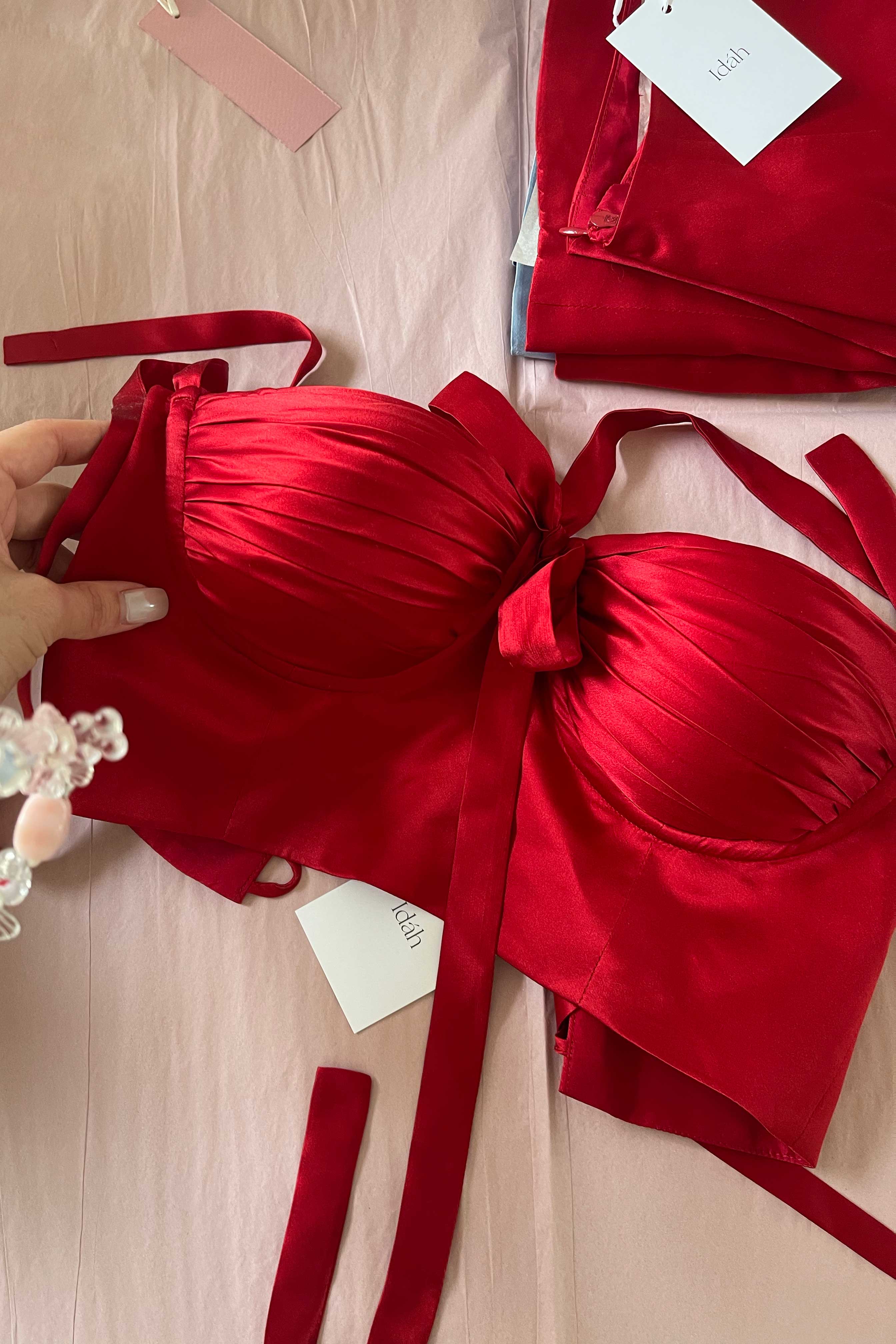 Odette & Dawn Silk Mini Cherry Red - Image 3