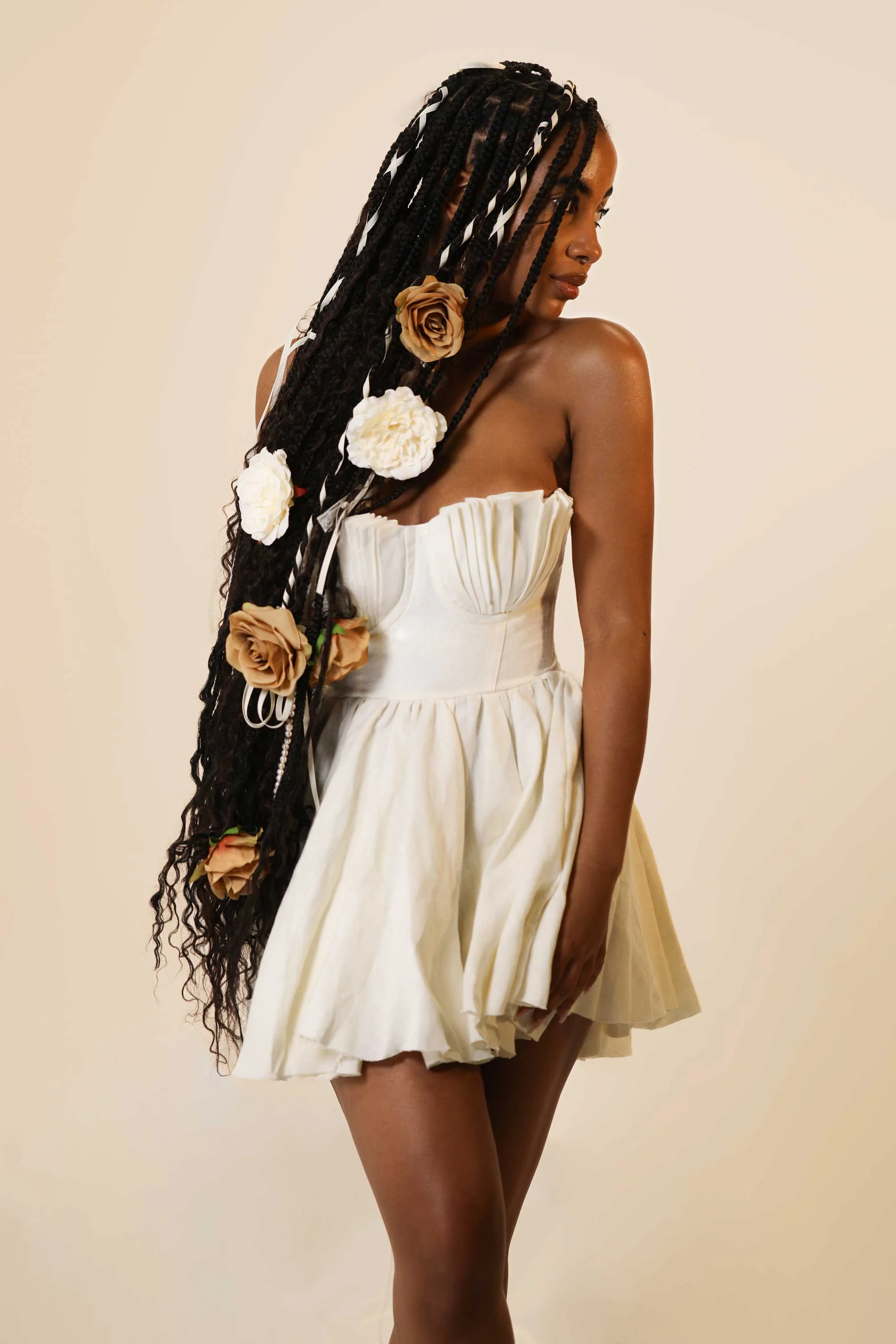 Seashell Flare Dress Ivory White - Image 2