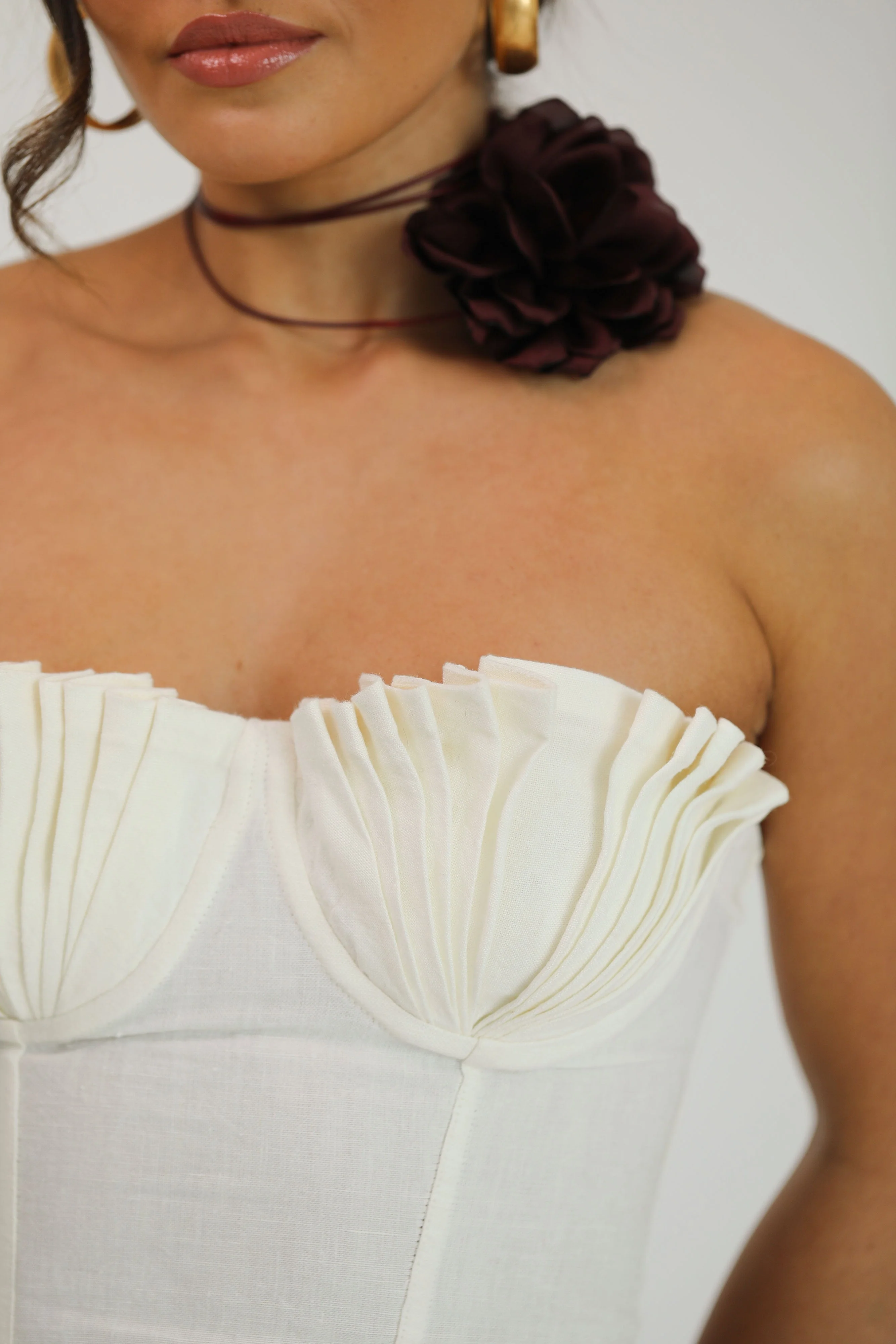 Seashell Flare Dress Ivory White - Image 5