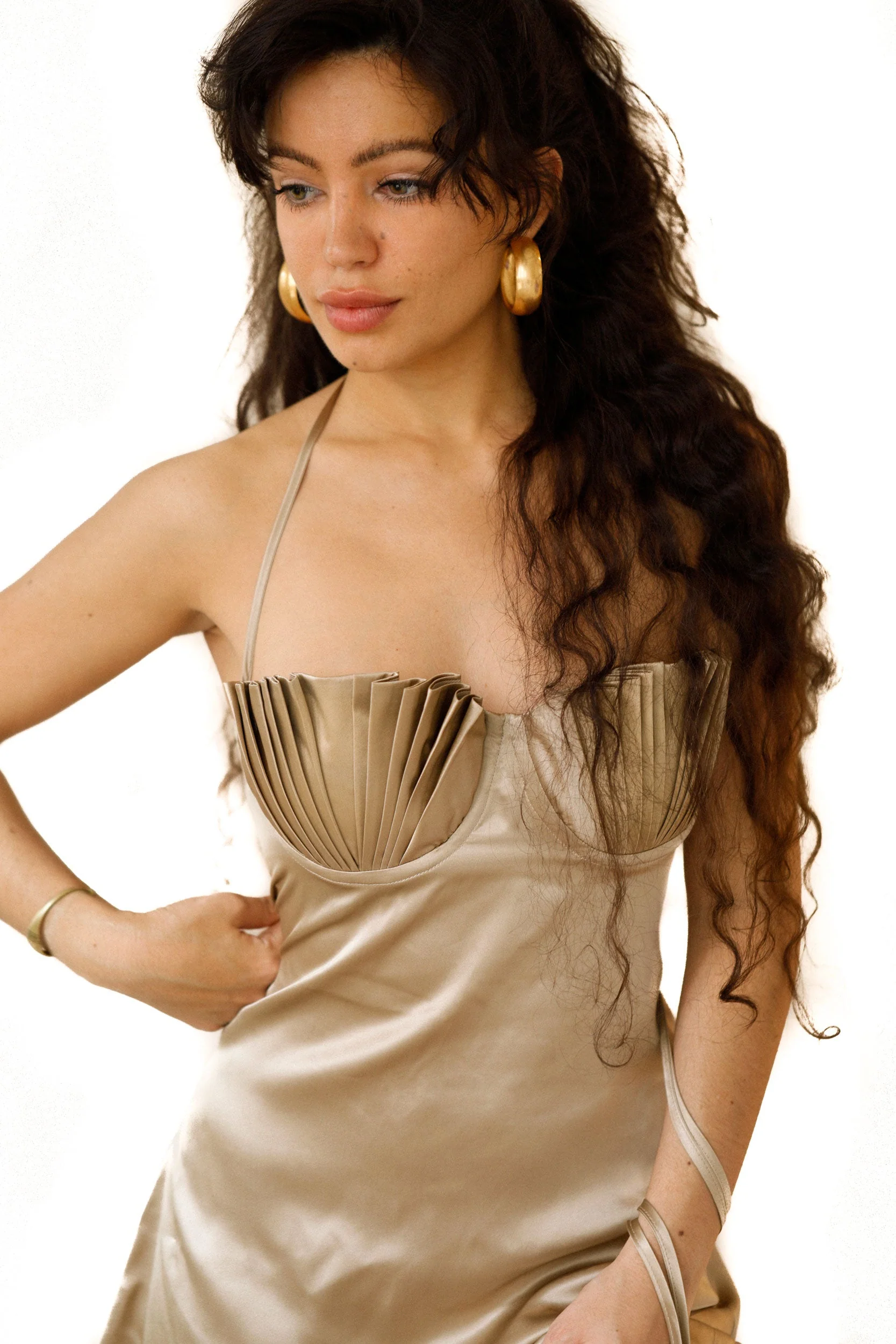 Soleil Silk Maxi Dress Chinchilla Gold Silk - Image 6