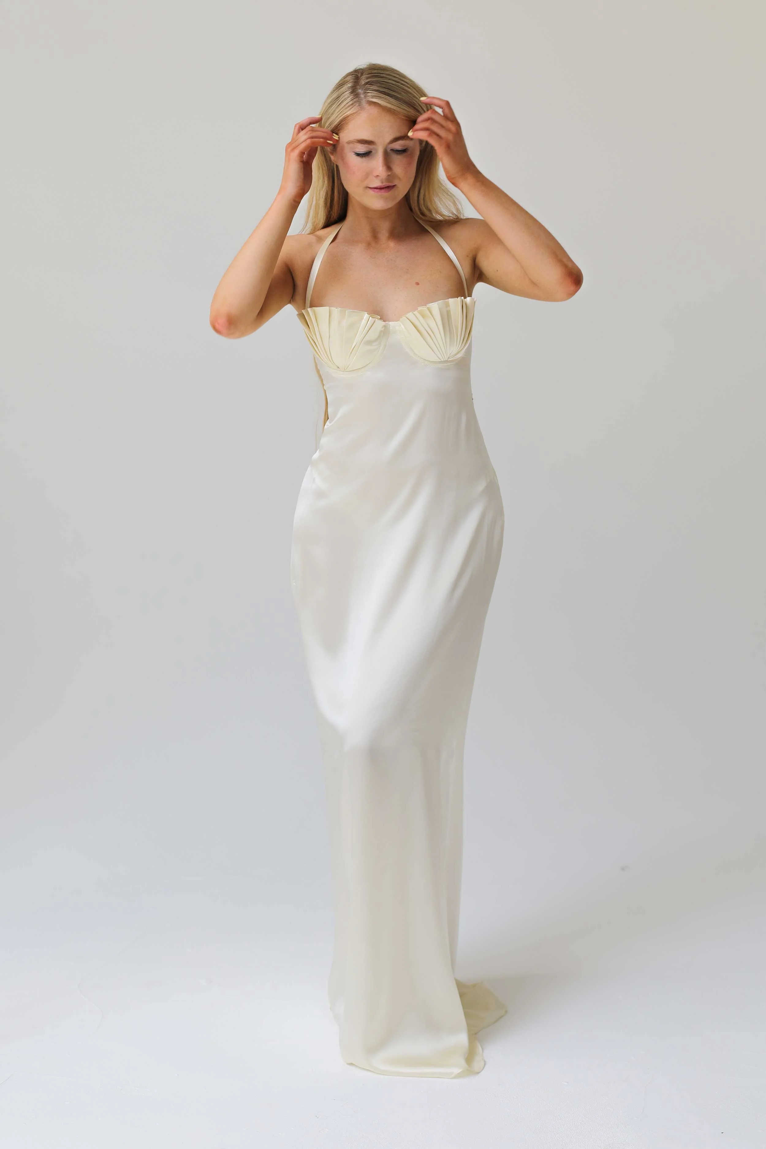 Soleil Silk Maxi Dress Ivory White Silk - Image 3
