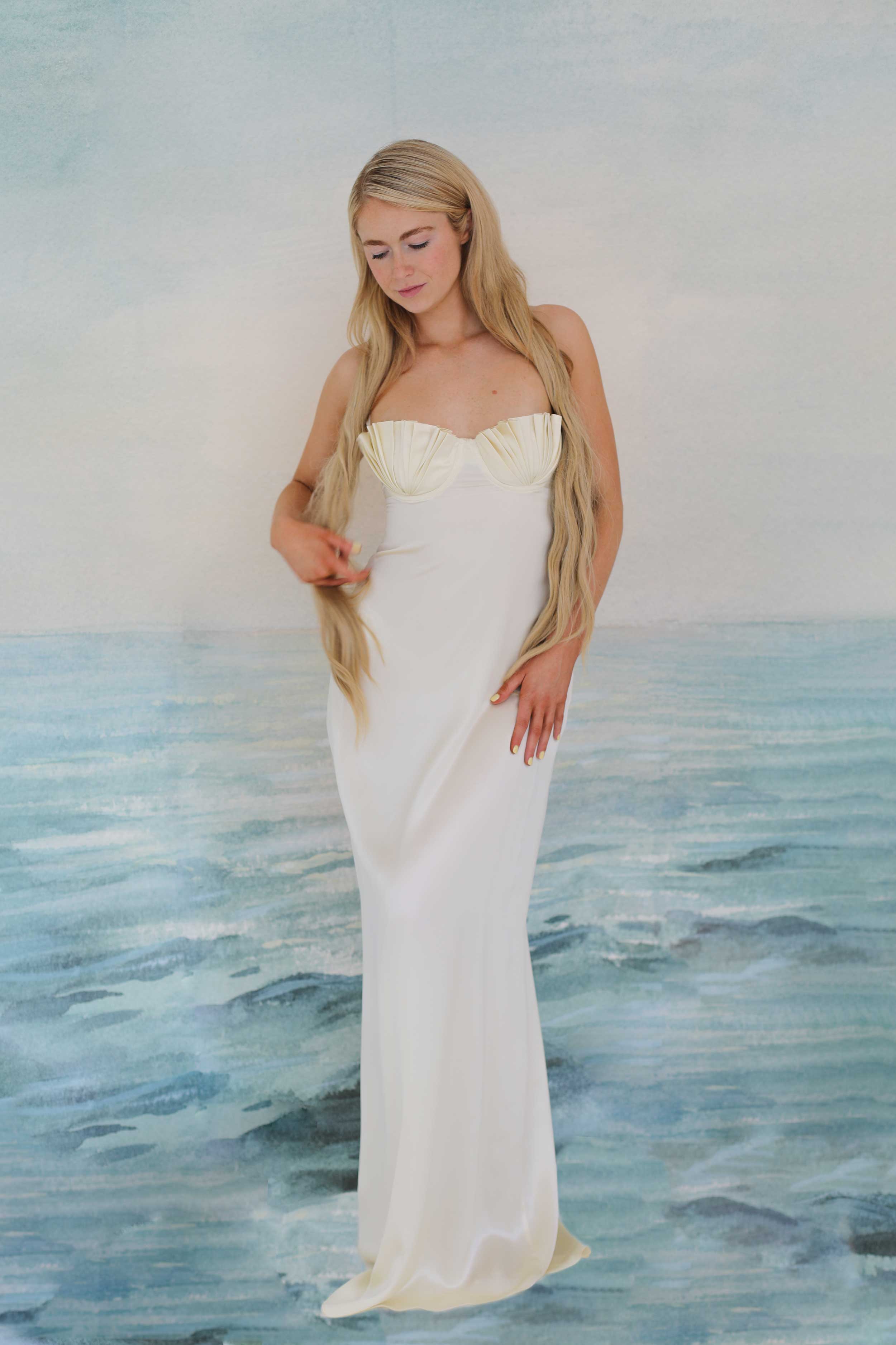 Soleil Silk Maxi Dress Ivory White Silk - Image 5
