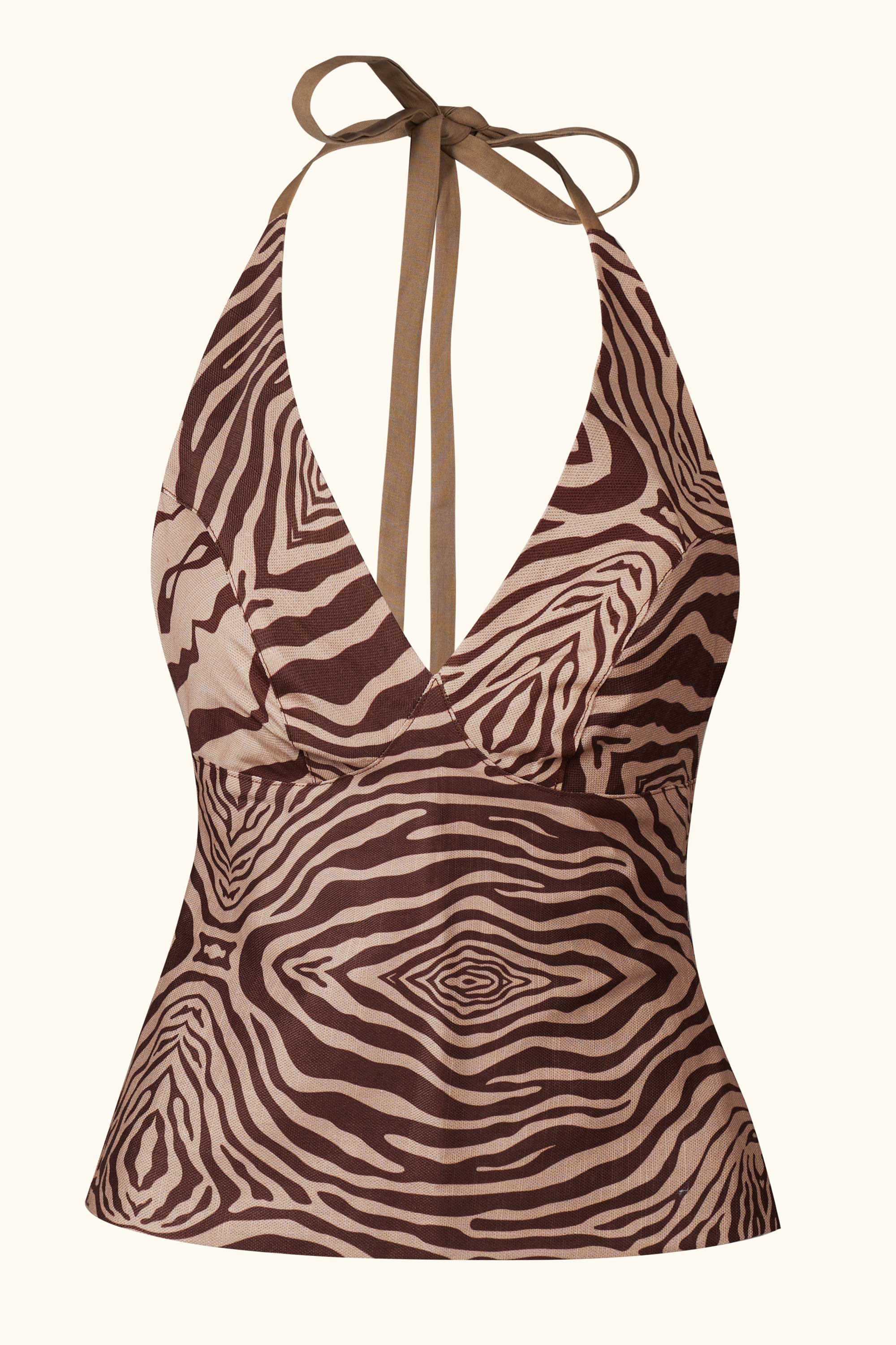 The Halter Top in Chocolate Zebra
