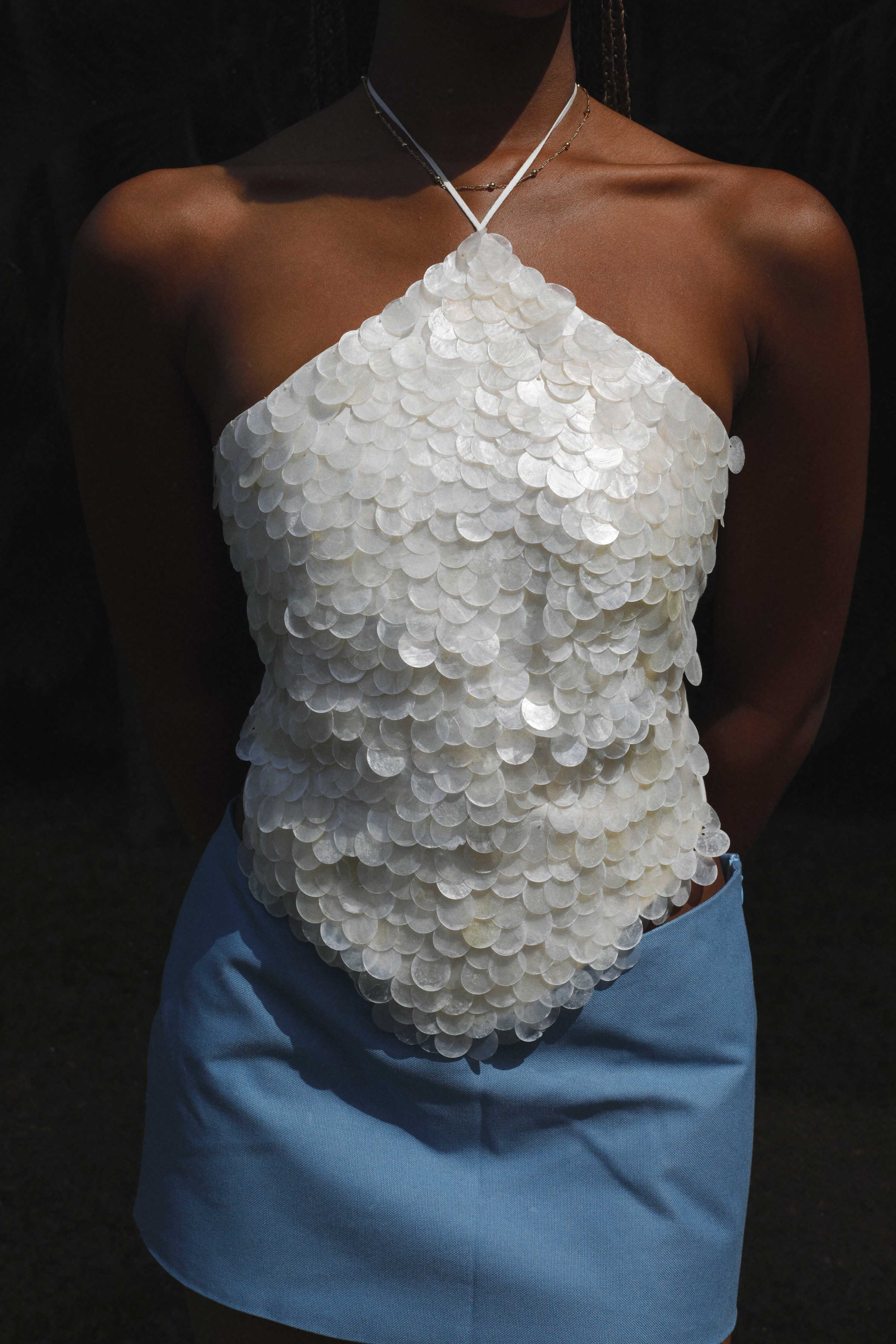 Faerie Halter Top ~ Beaded Mother of Pearl - Image 6