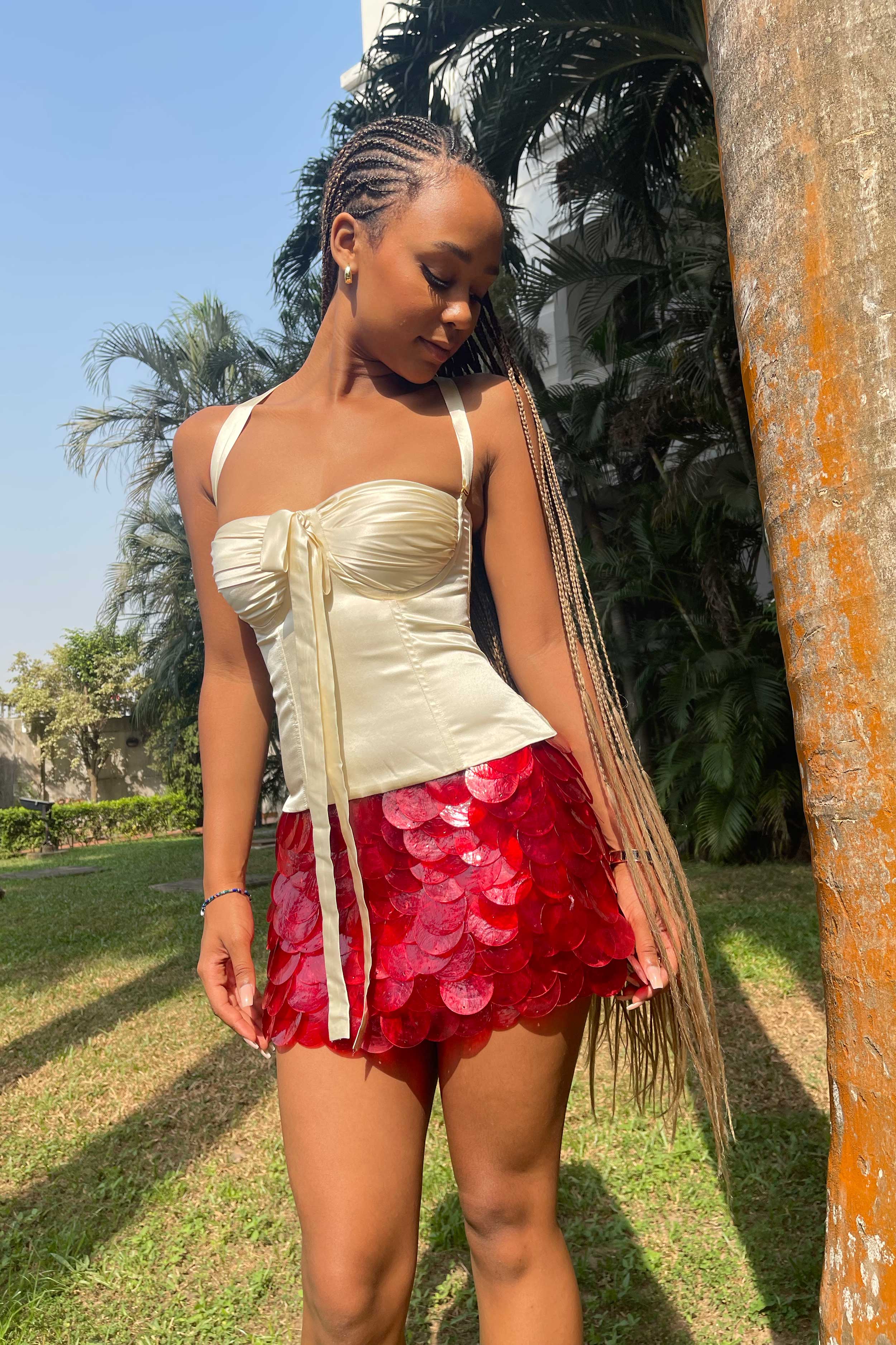 Zeïa Low Rise Mini Skirt ~ Ruby Mother of Pearl - Image 3