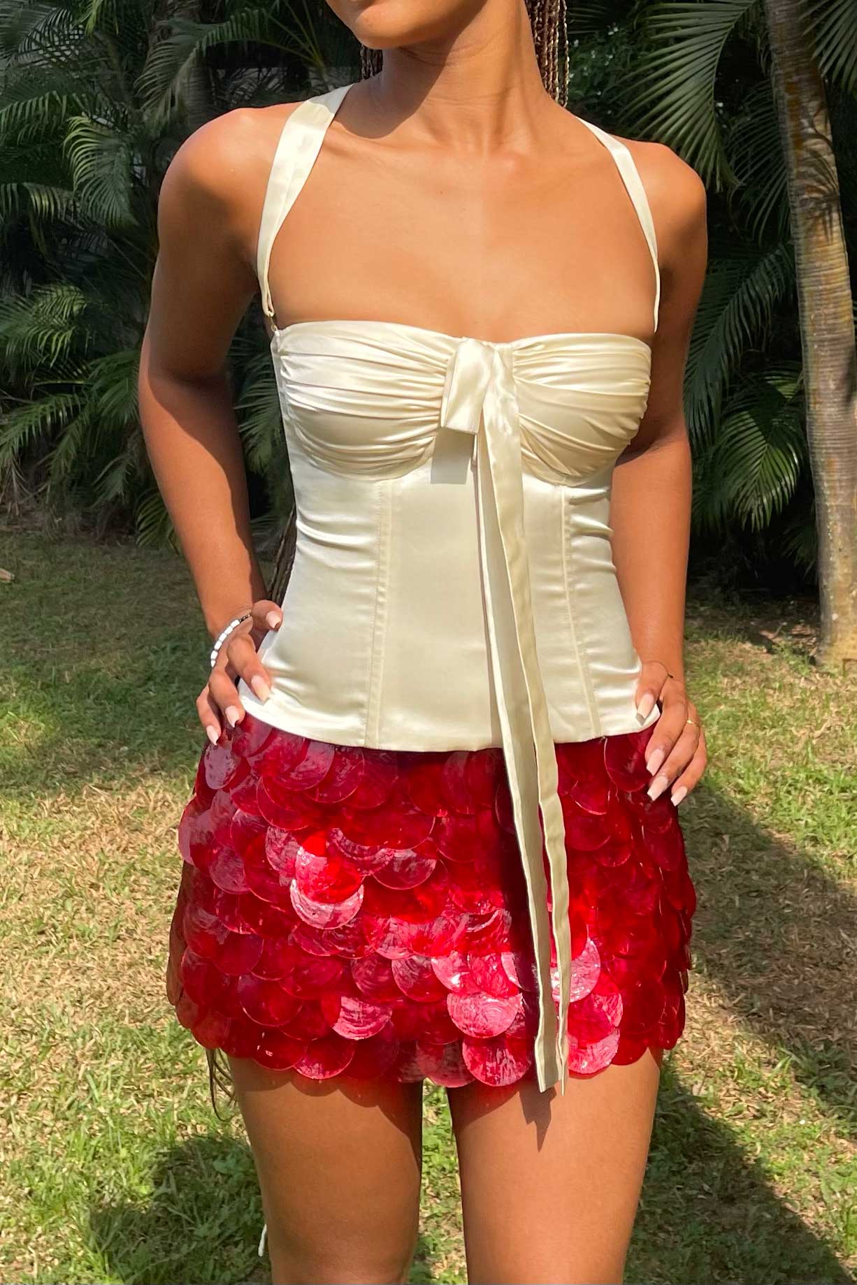 Zeïa Low Rise Mini Skirt ~ Ruby Mother of Pearl - Image 4