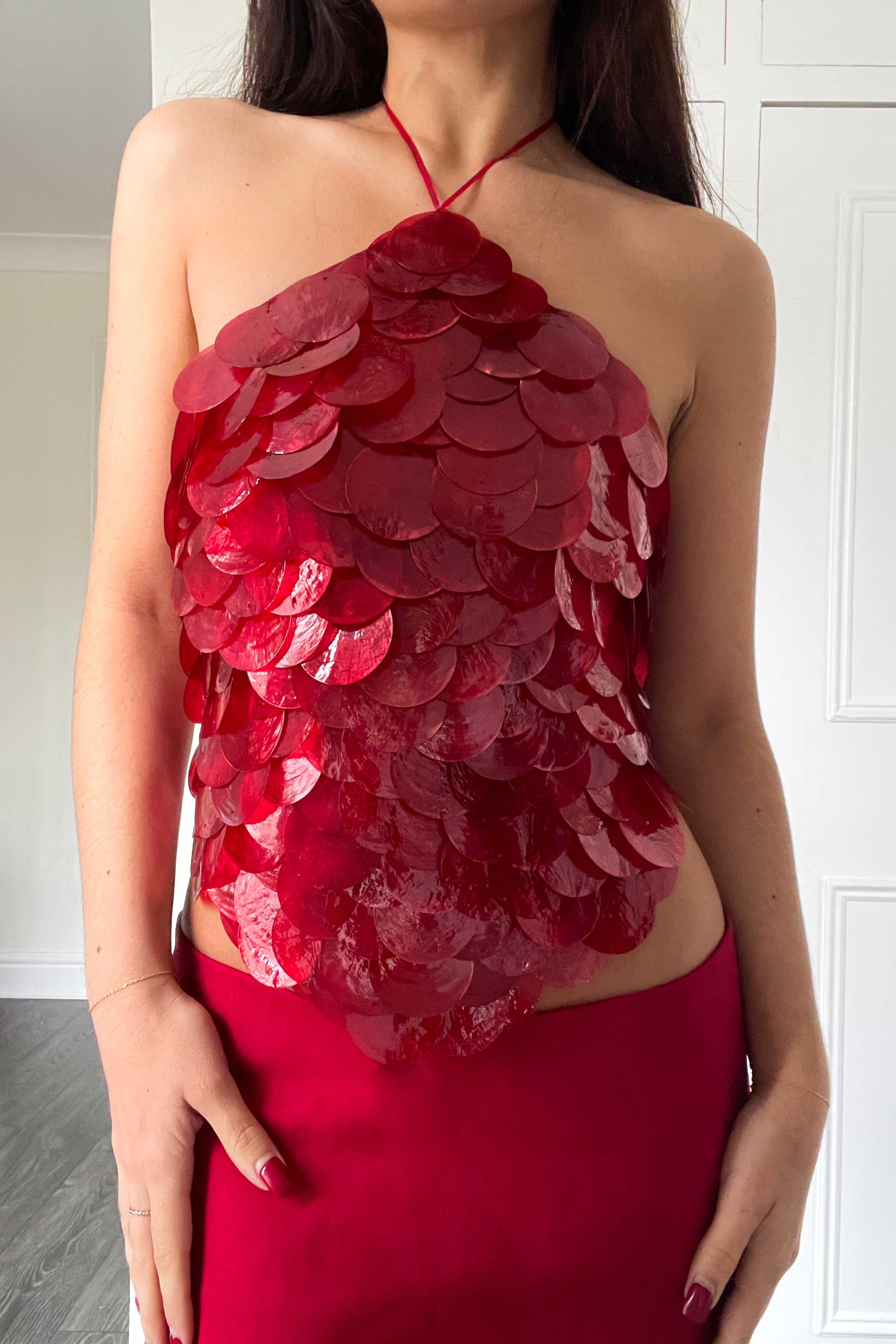 Zeïa Low Rise Mini Skirt ~ Ruby Red Cotton - Image 2